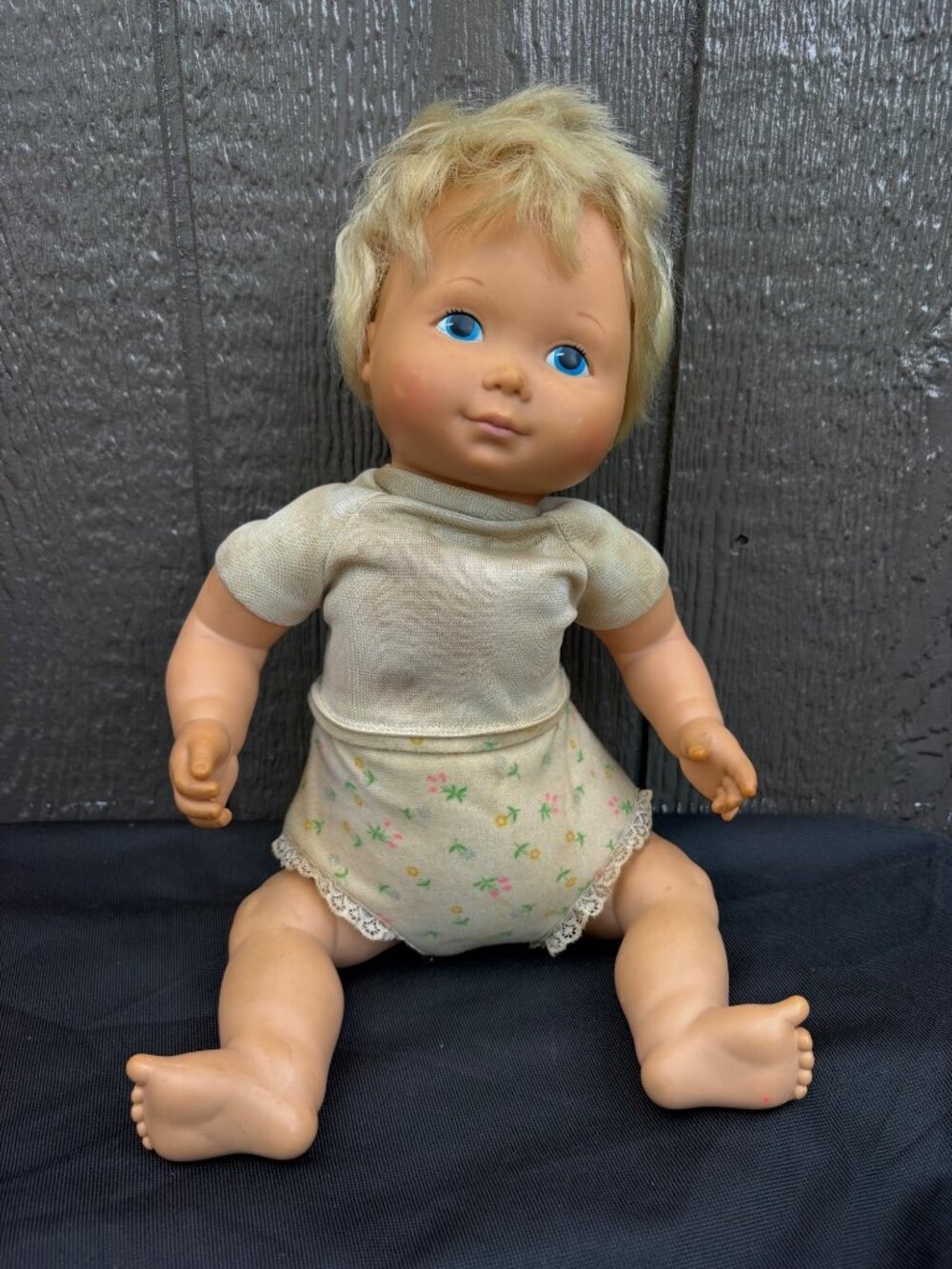Vintage 1977 Fisher Price My Baby Beth #209 Doll Blonde Blue Eyes Cloth Body 16"